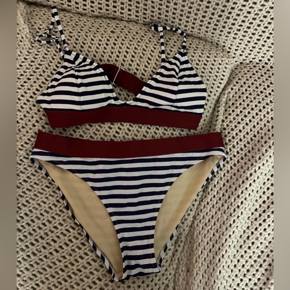 Old Navy Other - Old Navy Striped Bikini - Navy and Burgundy